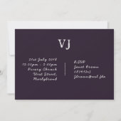 Stedelijke paarse oranje aquarel trouwkaarten kaart (Achterkant)