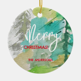 Stedelijke Pastel Moderne Kerstboom Aquarel Kunst Keramisch Ornament