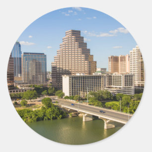 Stedelijke Silhouet aan Lady Bird Lake Ronde Sticker