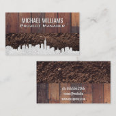 Stedelijke Silhouet | Houten Planken en Aarde Visitekaartje (Voorkant / Achterkant)
