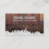 Stedelijke Silhouet | Houten Planken en Aarde Visitekaartje (Voorkant)