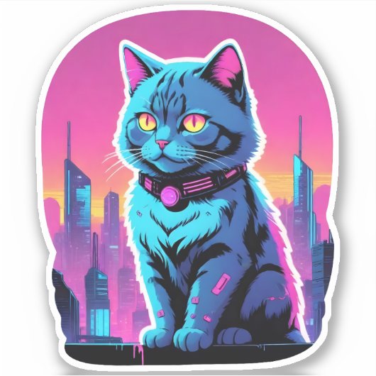 Stedelijke Silhouette Kat Sticker (Voorkant)