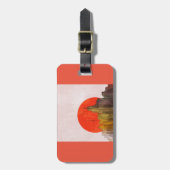 Stedelijke skyline met Red Sun Grunge Cityscape Bagagelabel (Voorkant verticaal)