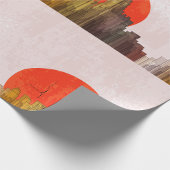 Stedelijke skyline met Red Sun Grunge Cityscape Cadeaupapier