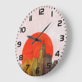 Stedelijke skyline met Red Sun Grunge Cityscape Grote Klok (Hoek)