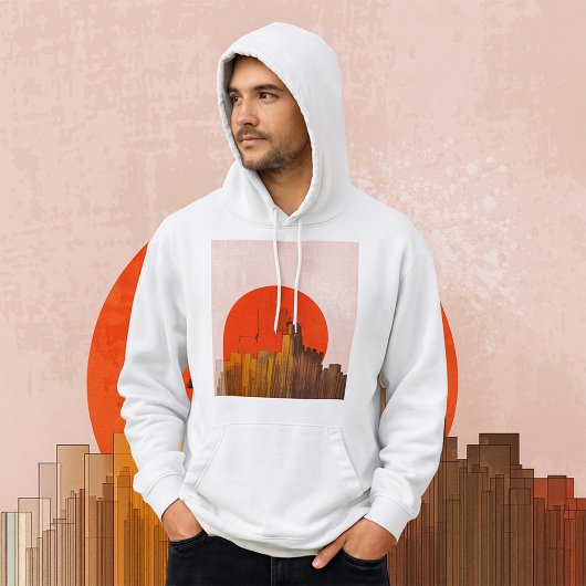 Stedelijke skyline met Red Sun Grunge Cityscape Hoodie