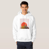 Stedelijke skyline met Red Sun Grunge Cityscape Hoodie (Voorkant volledig)