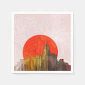 Stedelijke skyline met Red Sun Grunge Cityscape Servet (Voorkant)