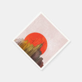 Stedelijke skyline met Red Sun Grunge Cityscape Servet (Hoek)