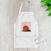 Stedelijke skyline met Red Sun Grunge Cityscape Standaard Schort