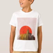 Stedelijke skyline met Red Sun Grunge Cityscape T-shirt (Voorkant)