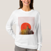 Stedelijke skyline met Red Sun Grunge Cityscape T-shirt (Voorkant)