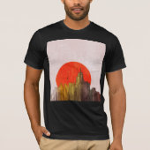 Stedelijke skyline met Red Sun Grunge Cityscape T-shirt (Voorkant)