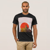 Stedelijke skyline met Red Sun Grunge Cityscape T-shirt (Voorkant volledig)