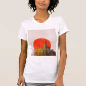 Stedelijke skyline met Red Sun Grunge Cityscape T-shirt (Voorkant)