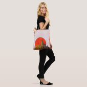 Stedelijke skyline met Red Sun Grunge Cityscape Tote Bag