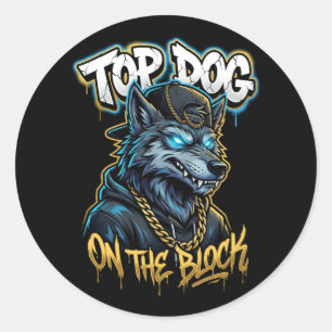 Stedelijke stijl graffiti wolf top hond straat kun ronde sticker
