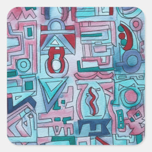 Stedelijke Straat Twee-Abstract Geometrische Water Vierkante Sticker