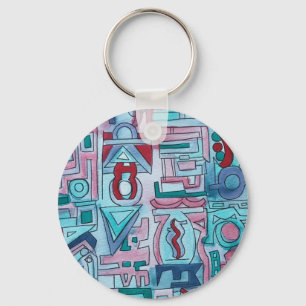 Stedelijke Straat Twee-Funge Abstracte Geometrisch Sleutelhanger