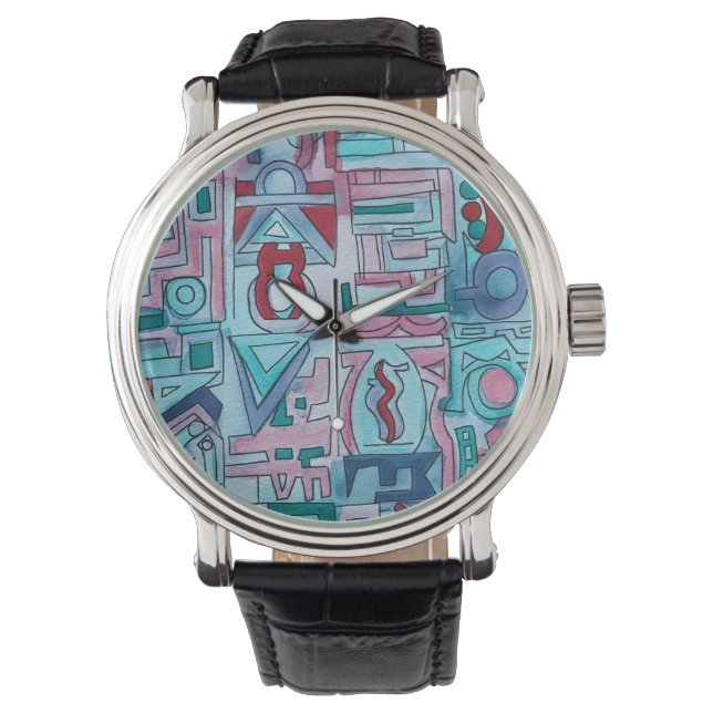 Stedelijke Straat Twee-Funky Abstracte Geometrisch Horloge (Voorkant)