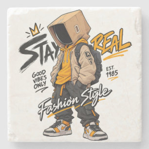 Stedelijke Streetwear Mode Karakter – Koel Graffit Stenen Onderzetter