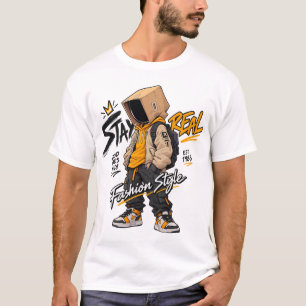 Stedelijke Streetwear Mode Karakter – Koel Graffit T-shirt