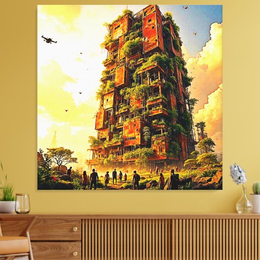 stedelijke terugkeer van de natuur canvas afdruk (Insitu (Woonkamer))