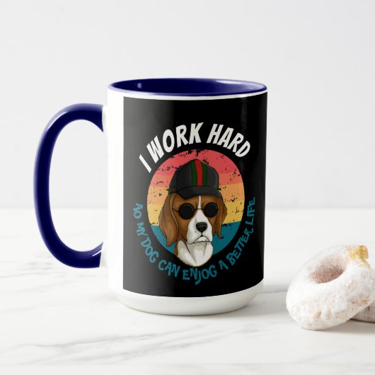Stedelijke Warrior IWORK HARD HOUND! Mok (Met donut)