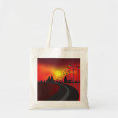 Stedelijke Zonsondergang Snelweg Silhouet Tote Bag (Voorkant)