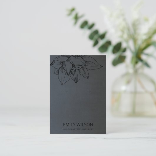STEDELIJKE ZWART OP ZWARTE LOTUS EENVOUDIGE BEELDS VISITEKAARTJE (Staand voorkant)