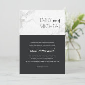 STEDELIJKE ZWARTE EN WITTE MARBLE VOW RENEWAL INVI BEDANKKAART (Staand voorkant)