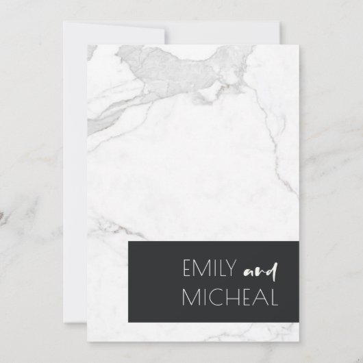 STEDELIJKE ZWARTE EN WITTE MARBLE VOW RENEWAL INVI BEDANKKAART (Achterkant)