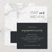 STEDELIJKE ZWARTE WIT-MARBLE ENGAGEMENT PARTY INVI BEDANKKAART (Voorkant / Achterkant)