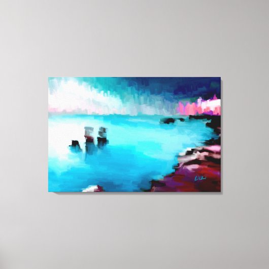 Steden aan de kust canvas afdruk (Voorkant)