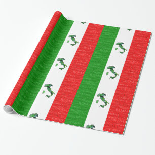 Steden, kaart en vlag van Italië Cadeaupapier
