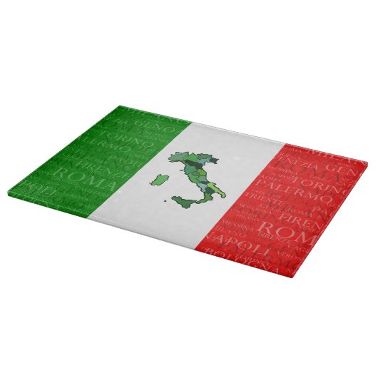Steden, kaart en vlag van Italië Snijplank (Hoek)