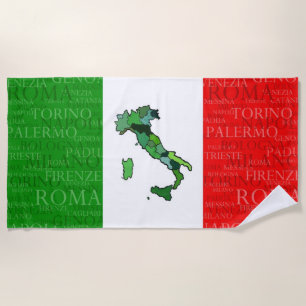 Steden, kaart en vlag van Italië Strandlaken