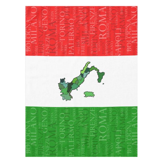 Steden, kaart en vlag van Italië Tafelkleed (Voorkant)