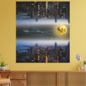 Steden omhoog en Onder Fantasy Landschap Canvas Afdruk (Insitu (Woonkamer))