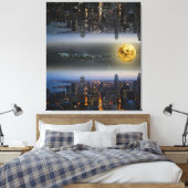 Steden omhoog en Onder Fantasy Landschap Canvas Afdruk (Insitu (Slaapkamer))