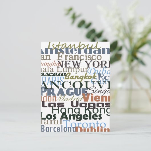 Steden over de hele wereld briefkaart (Staand voorkant)