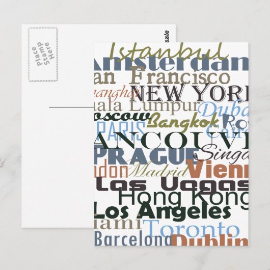 Steden over de hele wereld briefkaart (Voorkant / Achterkant)