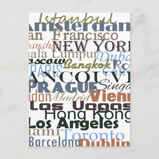 Steden over de hele wereld briefkaart (Voorkant)
