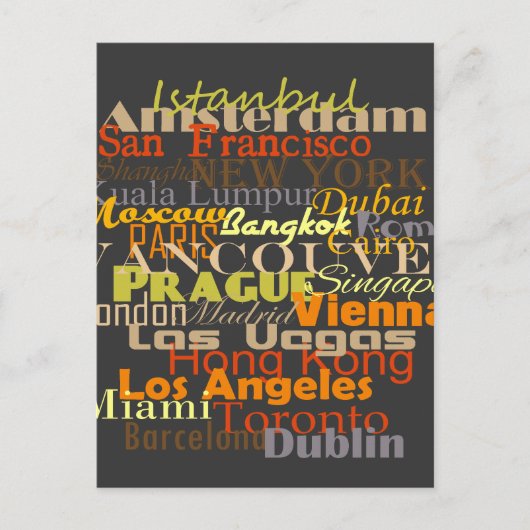 Steden over de hele wereld briefkaart (Voorkant)