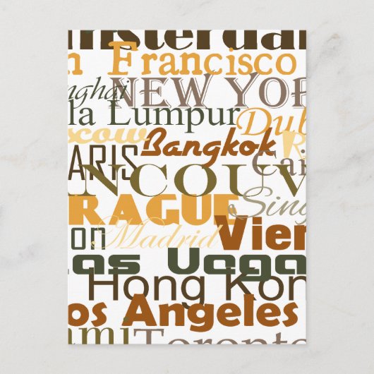 Steden over de hele wereld briefkaart (Voorkant)