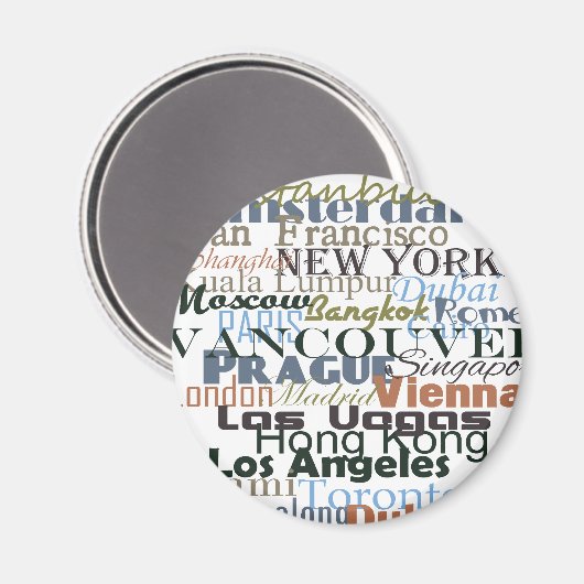 Steden over de hele wereld magneet (Voorkant / Achterkant)