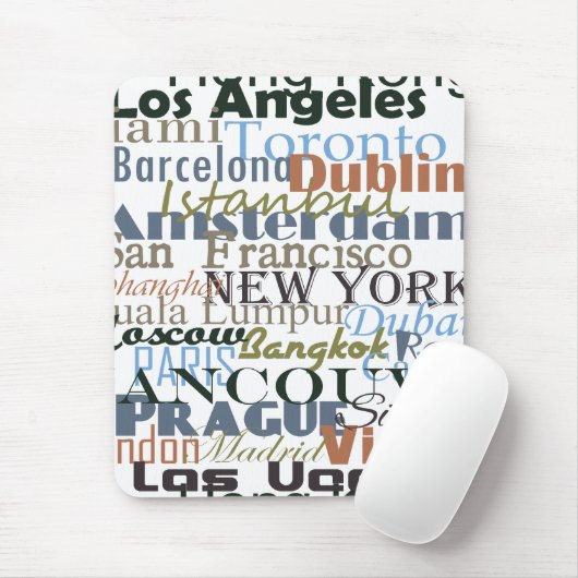 Steden over de hele wereld muismat (Met muis)