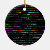 Steden van het World Text Design I Circle Ornament (Voorkant)
