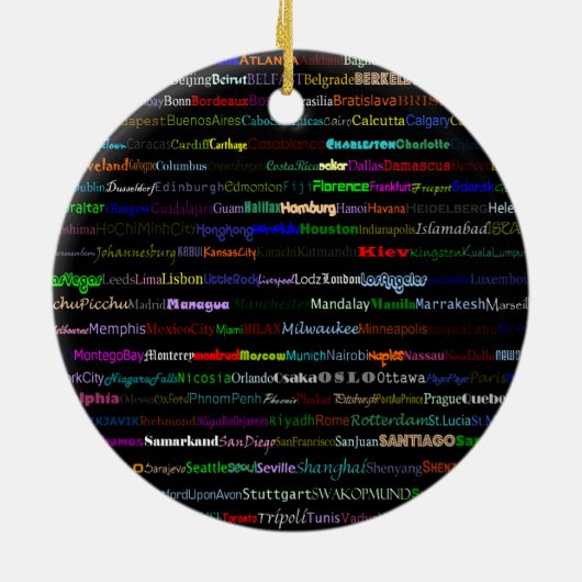 Steden van het World Text Design I Circle Ornament (Achterkant)
