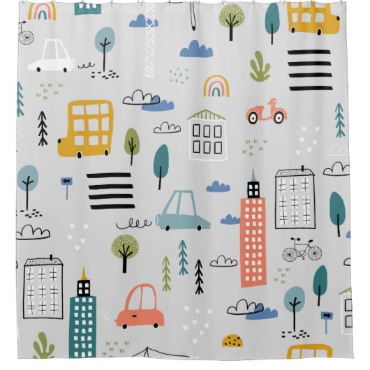 Stedenbouwkundige schetsen: Kinder stadsgezicht Douchegordijn (Voorkant)